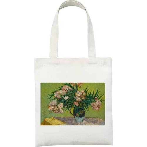 Flower Pattern Printed Women Canvas Bag Handbags Foldable Shopping Tote Students' Simple Eco Environmental Shopper Bags