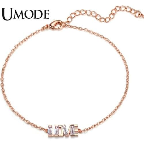 UMODE Luxury Brand Love Letter Fashion Cubic Zirconia Bracelets for Women Charm Bracelet Free Shipping Jewelry Accesorios UB0150