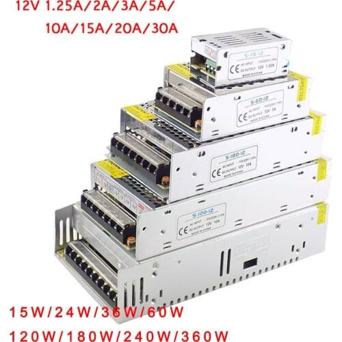 DC 12V 1A 2A 3A 5A 10A 15A 20A 30A AC 110V 220V Power Supply Transformer Switching LED Driver for Strip Light Switch Adapter U27