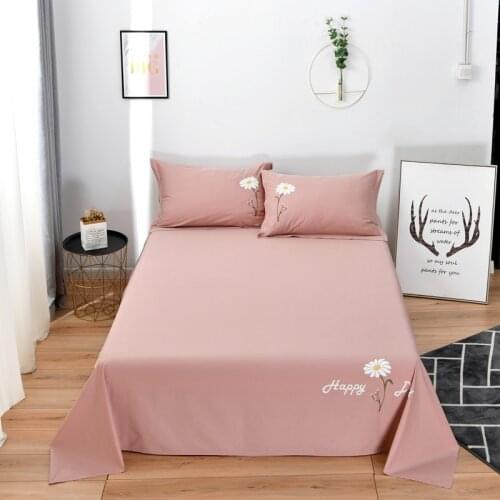 3pc Cotton twill Embroidered Bed Sheets Set LUXURY Bedding Set Wrinkle Fade Resistant Hypoallergenic Sheet Pillow Case Set Twin