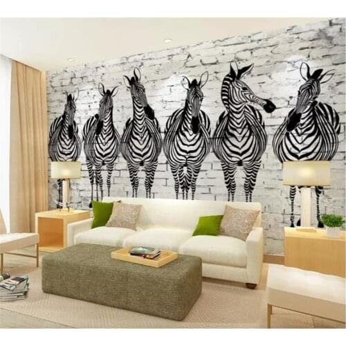 Beibehang Custom Wallpaper 3d Photo Paintings Retro Nostalgic Zebra Background Wall paper Living Room Bedroom Mural 3d wallpaper