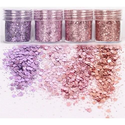 4Pots Sequins Glitter Dust Powder Paillette Tips Nail Art Decor
