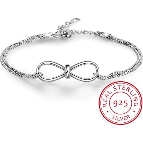 925 Sterling Silver Bracelets for Women Infinity Bracelet with Cubic Zirconia 8 Shape simple Chain Bracelet Jewelry Gift