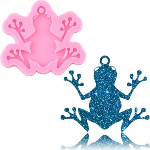 Shiny Glossy Frog Silicone Mold Epoxy Resin Craft Keychain Mould DIY Handmade Polymer Clay Necklace Charms Making Jewelry Molds