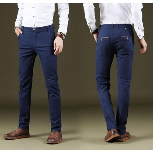 2021 New 6 Color Casual Pants Men Spring Business Fashion Casual Elastic Straigh Trousers Male Brand Black blue gray khaki