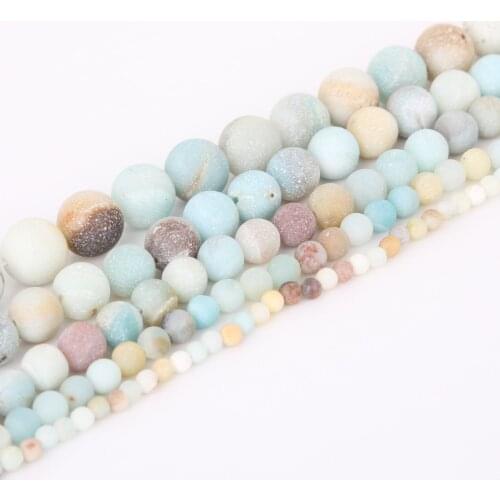 Hot Fashion 4/6/8/10/12 mm Mix Color Natural Dull Polish Matte Amazonite Stone BeadsFor Jewelry Making DIY Necklace Bracelet