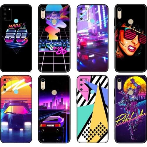 Black tpu Case For Honor 8a Prime 8s 9 10X Lite 9A 9C 9X Premium Pro 9S Case Cover Retro Vaporwave Vintage 80s