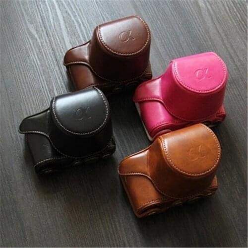 Black/Brown/Coffee/Rosered PU Leather Camera Case Bag Cover For Sony A6000 NEX6 NEX-6 NEX 6 16-50mm