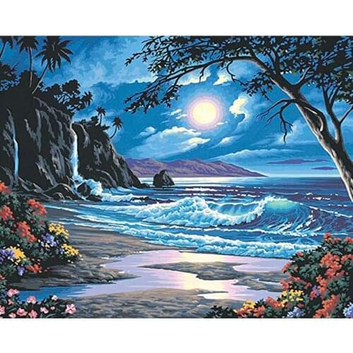 DIY diamond painting Scenery Diamond Embroidery Seaside Cross Stitch Diamond Mosaic diamond Draw resin Home decoration painting