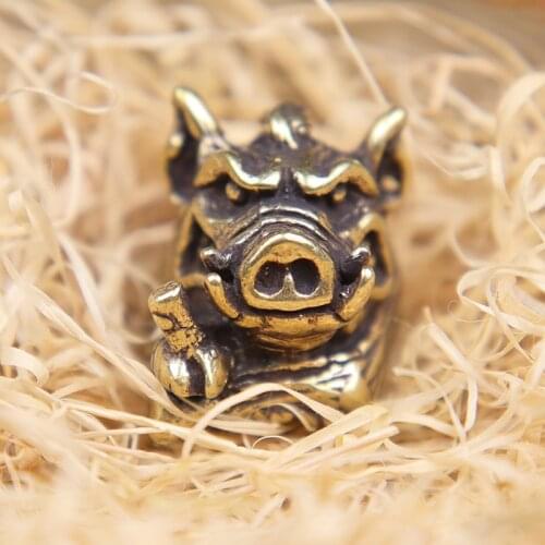 DIY Brass Wild Boar King Knife Bead Lanyard Pendants Outdoor Survival Tool Retro Animal Piggy EDC Paracord Bracelets Accessories