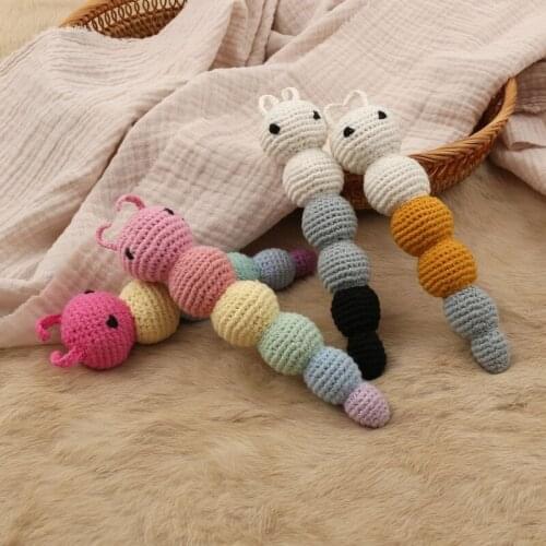 Baby Boys Girls Cartoon Insect Hand Bell Ring Rattles Soft Lovely knitted Crochet Doll Infant Sleep Side Teething Toy Wholesale