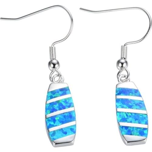 FDLK Unique Style Bride Wedding Drop Earrings Boho Blue Imitation Fire Opal Earrings Women Cute Long Earrings
