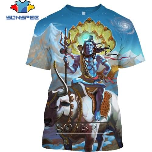 SONSPEE India God Of Destruction Shiva Lord T Shirt 3D Print Unisex Top Summer Mens Women Anime Hip Hop Harajuku Streetwear Tee