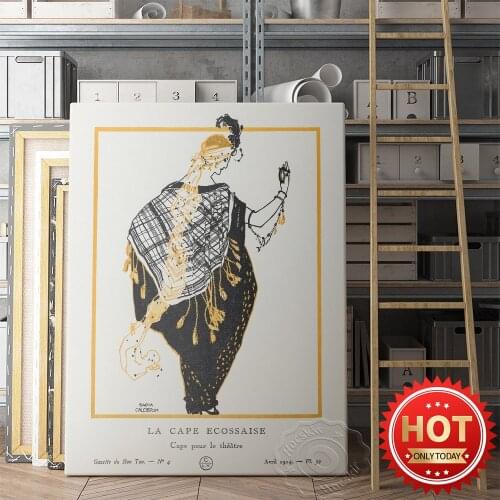 Garcia Calderon La Cape Ecossaise Art Poster, 1914 Gazette Du Bon Ton Tippet Women Illustration Prints, Vintage Art Home Decor