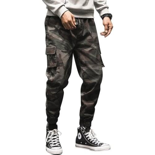 Camo Pants Men 2020 Fashion Streetwear Harem Trousers Male Camouflage Elastic Wais TJoggers Ankle Length Summer Cargo Pants Men