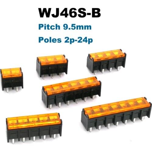 10/50pcs Barrier Screw PCB Terminal Block pitch 9.5mm morsettiera wiring connector blocks Straight Pin 2/3/4/5/6/7P bornier 20A
