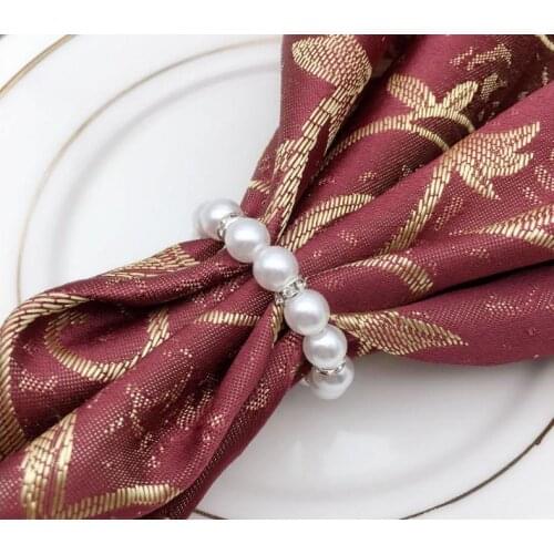 White Pearls Napkin Rings Wedding Napkin Buckle For Wedding Reception Party Table Decorations Supplies SN692