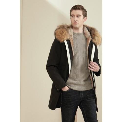 CNEGOVIK Jacket Men Parkas Winter Clothes High Qualty Trendy New Outwear Real Rabbit Fur Overcoat Bussiness Style