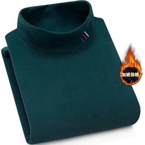 Half Turtleneck Male Knitted Pullover Fleece Autumn Warm Long Sleeve Sweater Korea Style Solid Tide Clothing for Winter 4XL