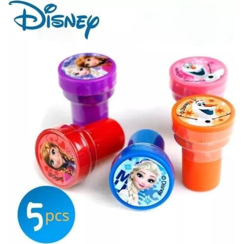 Disney Stamps Frozen Elsa Princess Cartoon Gift Toys Birthday Party Teacher Funny Stamp Set 5pcs Childrens Reward Stamp-set