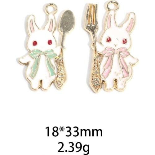 Novelty earrings Korean earrings weird jewelry rabbit dripping oil alloy jewelry accessories earring pendant holding a spoon