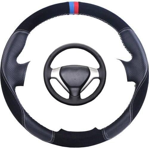Custom Car Steering Wheel Cover For Honda Old City Fit Jazz Suede Leather Steering Wheel Braid