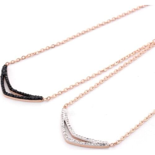 Laugh pendant necklace women luxury Black zircon necklace simple fashion Lips necklace stainless steel rose gold chain necklace