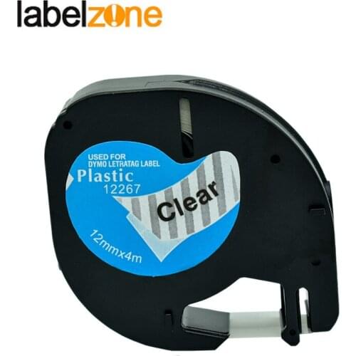 12mm 12267 Compatible Dymo Letratag Plastic Tapes LT12267 Label Ribbon 12mm*4m Balck on Clear for DYMO Letratag Label Printers