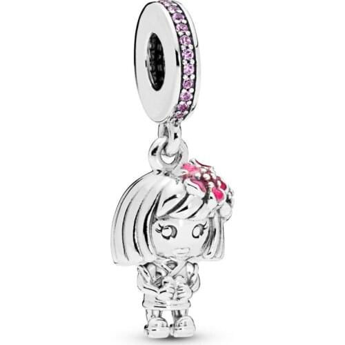 Fits Pandora Charms Bracelet 925 Sterling Silver Chinese Flower Girl Charm Beads for Women DIY Jewelry Making Wholesale
