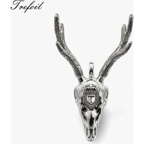 Steampunk Antlers Pendants, Fashion Jewelry 925 Sterling Silver Punk Gift For Women Men Boy Girls Fit Necklace 2018 New