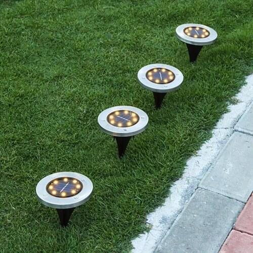 BEIAIDI 4PCS/lot 8LED Garden Solar Powered underground Buried Lamp Outdoor Pathway Backyard Lawn Lamp Landscape Deck Spike Light