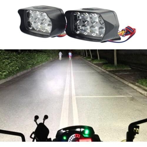 Motorcycle 12V 8 LEDs 2pcs Auxiliary Headlights Fog Light Spotlight 12V 12w