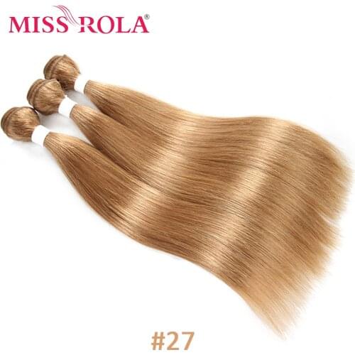 Miss Rola Brazilian Straight Human Hair Weaving 1/3/4 Bundles 27# Blonde 99J BUG Ombre Remy Hair Extensions Double Wefts