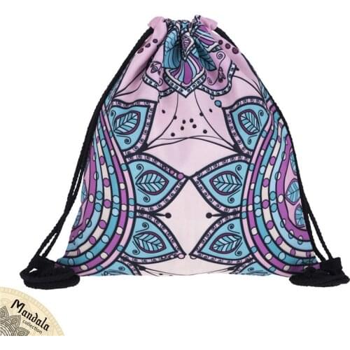 Datura flower backpack drawstring BAGS drawstring fashion 3D printing softback men bags unisex Womens shoulder bag knapsack