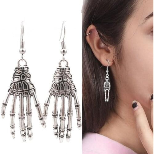 Earrings for Women Girls Drop Dangle Teens Charm Gift Party Simple Punk Cool Halloween Skull Cross Horror Skeleton Death Bat