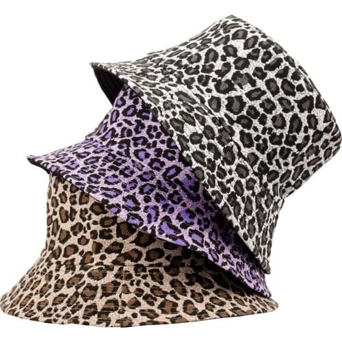 Hat Instagram day leopard print fisherman Hat autumn/winter double basin hat hat lady fisherman hat sunshade hat bucket hat