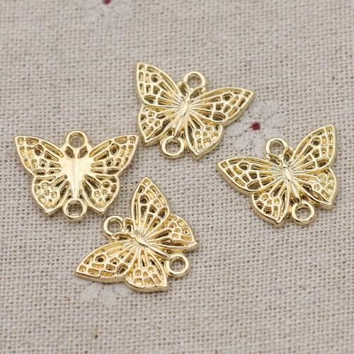 20PCS Gold Color Butterfly Charm Connector for Jewelry Making Bracelet Findings Accessories DIY Craft