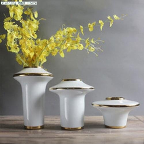 Chinese Style Light Luxury Ceramic Vase Decoration Mushroom-shaped Flowerpot Living Room Hotel Club Wedding Holiday Decorations