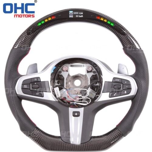 100% Real Carbon Fiber LED Performance Steering Wheel compatible for G15 G38 F40 G20 G30 G01 G11 G05 8 1 3 5 X3 7 X5 Series
