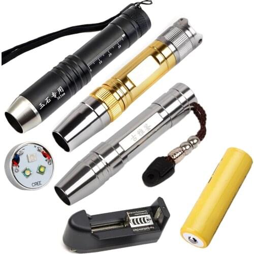 Ultra Violet 365nm 395nm UV White Yellow 3 LED Light Source triple Black Light Flashlight lamp with 18650 battery and charger