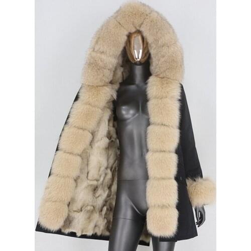 2021 Long Waterproof Parka Winter Jacket Women Real Fur Coat Hood Natural Raccoon Fox Fur Thick Warm Outerwear Detachable