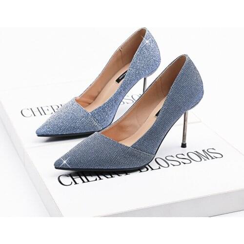 QWEDF Women Pumps Extrem Sexy High Heels Women Shoes Thin Heels Female Shoes Wedding Shoes black blue pink colour Shoes SE-54