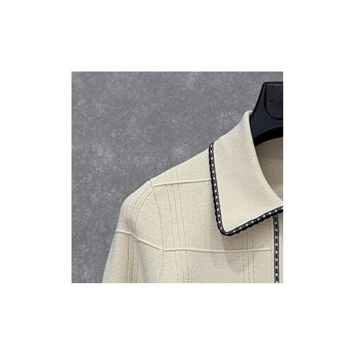 2020 Early Autumn New Product Ladies Temperament Pearl Button Lapel Knitted Cardigan All-match Top