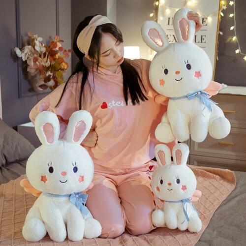 1pc 35/50CM Cute Angel Rabbit Plush Toys Stuffed Animal Sitting Rabbit with Wings Pillow kawaii Christmas Decor Gift for Girls