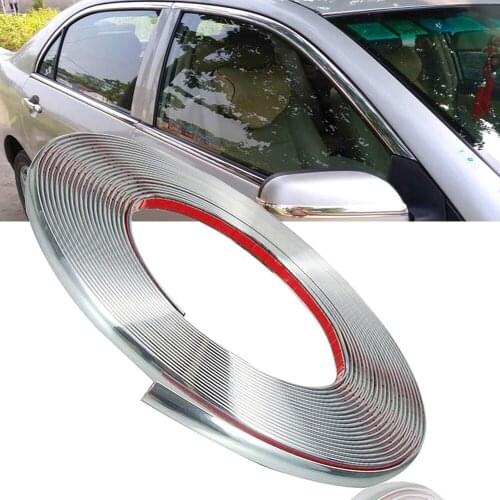 Chrome Moulding Trim Car Sticker 13M Styling Auto Window Door Flexible Decoration Strip Bumper Protector Guard 6MM 12MM 20MM