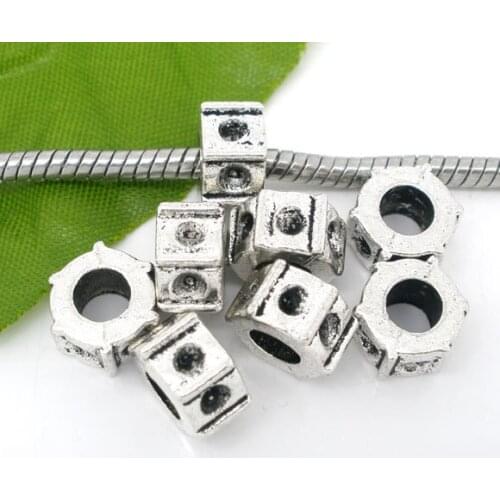 Free Shipping 150pcs Antique Silver Tone Eyed Spacers Beads Fits European Charm Bracelet 9x6mm Jewelry Findings J0169F