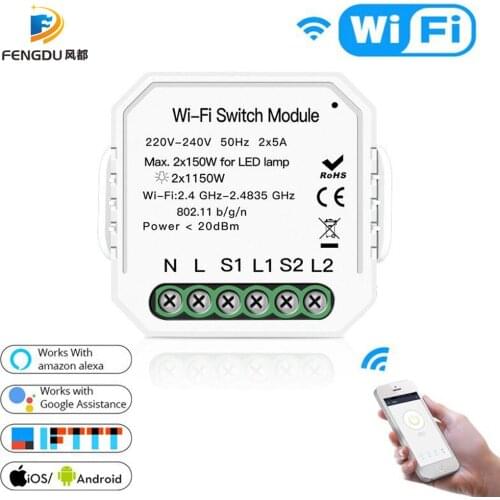 2 Gang 2 Way Wifi Smart Light Switch Diy Breaker Module Smart Life/Tuya APP Remote Control,Working with Alexa Echo Google Home