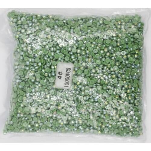 2mm,4mm,5mm,6mm,8mm,10mm,12mm Jelly Green AB Flat back ABS round Half Pearl beads, imitation plastic half pearl beads