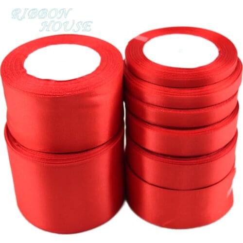 25 yards/roll) Red Single Face Satin Ribbon Wholesale Gift Wrapping Christmas ribbons