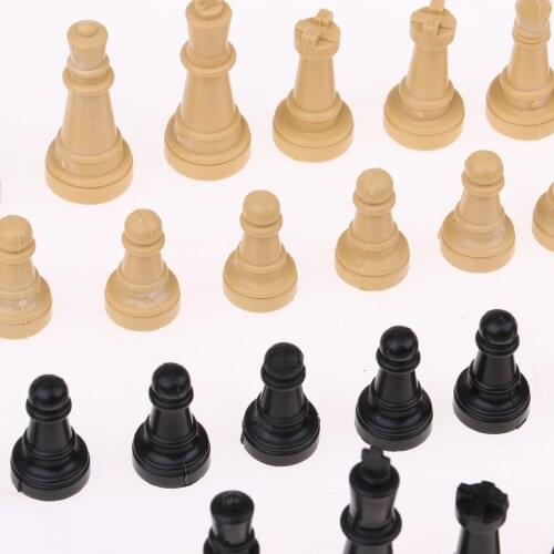 32pcs/set 4.8cm Plastic Chess Pieces Only For Kid Board Games (Wooden/Black)